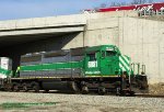 W&LE, Wheeling and Lake Erie Railroad, SD40-2"s 6991, sits under I-70 on the ex-P&WV at Rehoboth, Pennsylvania. March 23, 2016. 